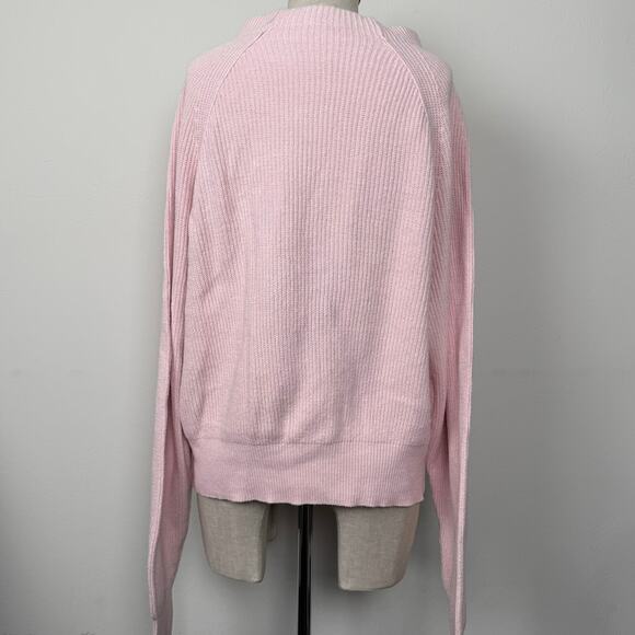 Free People Knit Sweater Womens Medium Soft Pink Raglan Sleeve Oversized - Picture 10 of 11